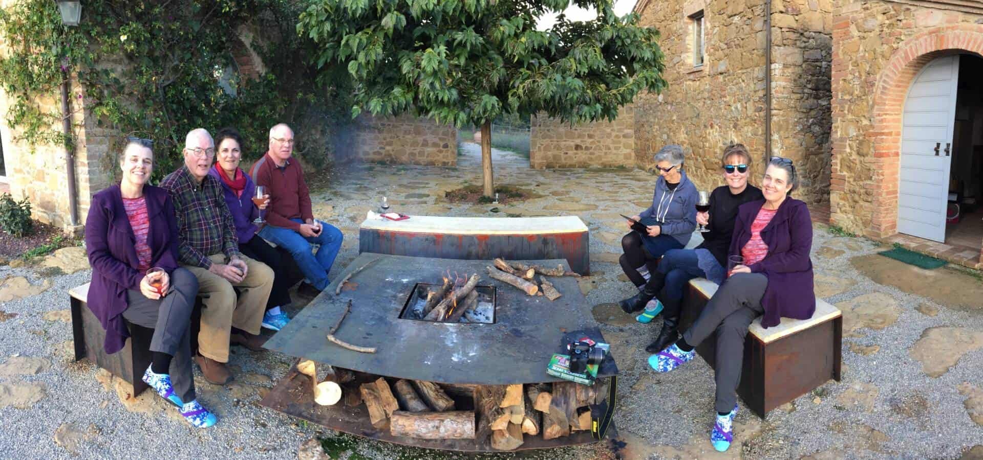 GUESTS AROUND THE FIREPLACE
