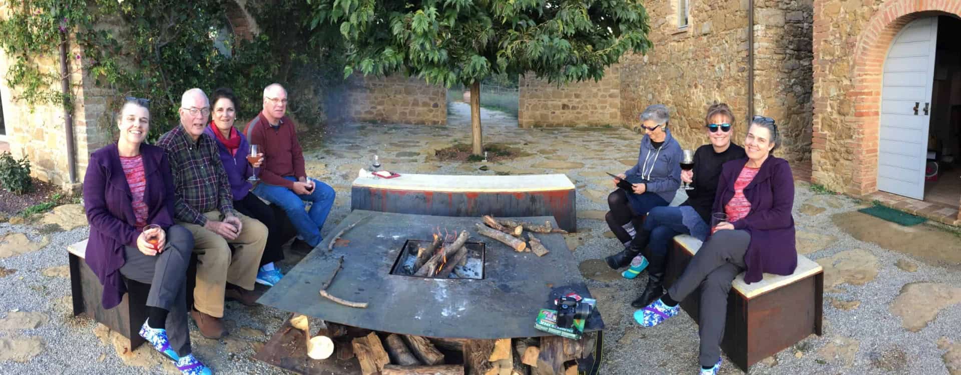 GUESTS AROUND THE FIREPLACE